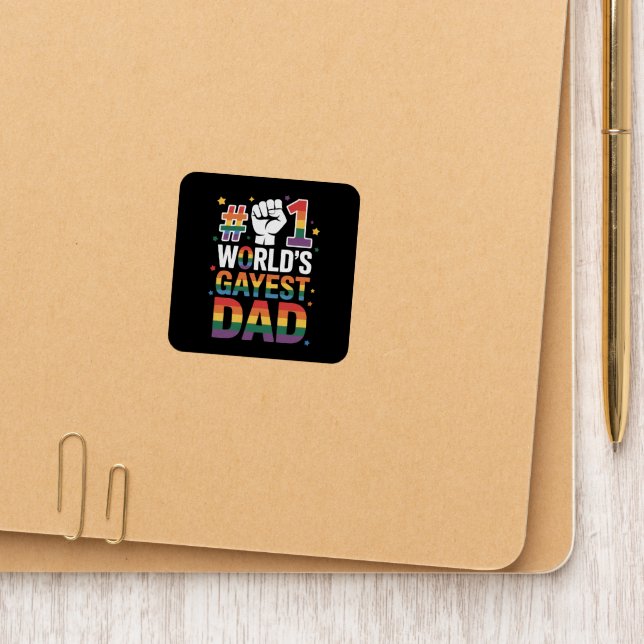 #1 World's Gayest Dad Funny Father's Day LGBT  Patch (On Folder)
