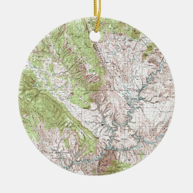 1 x 2 Degree Topographic Map Ceramic Ornament (Front)