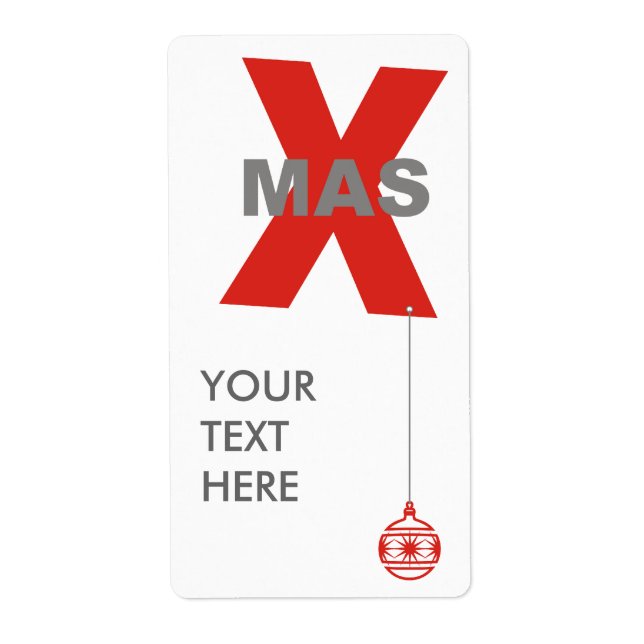 1 Xmas with Christmas Tree Ornament + your text Label (Front)