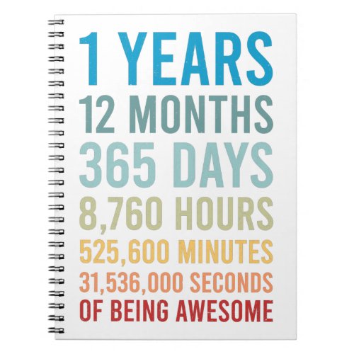 1 Year 12 Months 365 Days Being Awesome Birthday Notebook