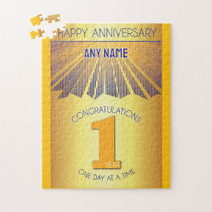 1 Year AA 12 Step Anniversary Personalized Jigsaw Puzzle