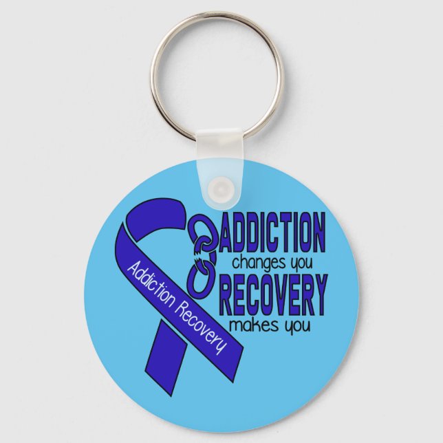 1 Year Addiction Sobriety  Keychain (Front)