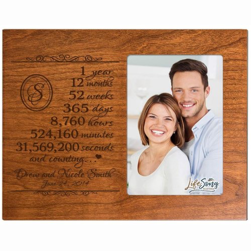 1 Year and Counting Cherry Wood Picture Frame
