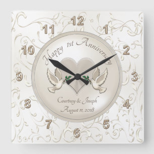 1 Year Anniversary Gifts for Wife and Husband Square Wall Clock
