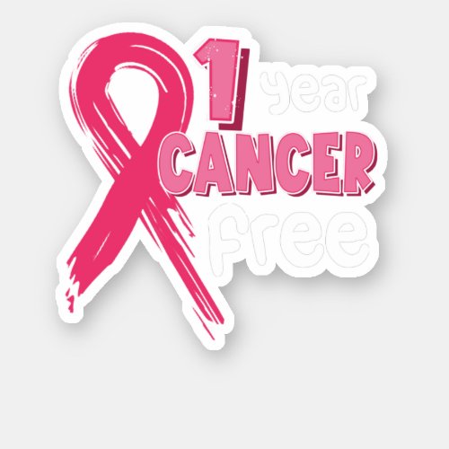 1 Year Breast Cancer Free Pink Breast Cancer Survi Sticker