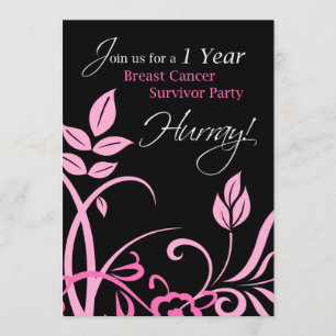 1 Year Breast Cancer Survivor Party Invitation