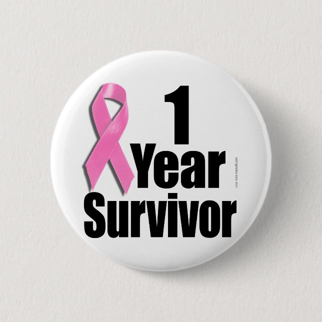 1 year Breast Cancer Survivor Pinback Button (Front)