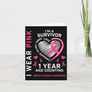 1 Year Cancer Free Mom Pink Awareness Breast Cance Card