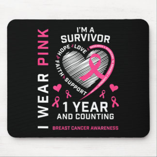 1 Year Cancer Free Mom Pink Awareness Breast Cance Mouse Pad