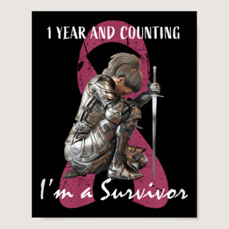 1 Year Cancer Free Pink Breast Cancer Survivor Gif Poster