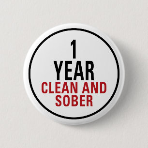 1 Year Clean and Sober Button
