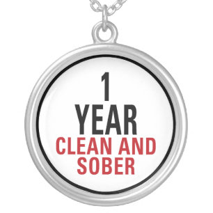 1 Year Clean and Sober Silver Plated Necklace