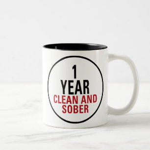 1 Year Clean and Sober Two-Tone Coffee Mug