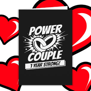 1 Year Comic Super Power Couple 1st Anniversary Card