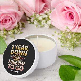 1 Year Down Forever to Go 1st Wedding Anniversary Mini Candle Favors