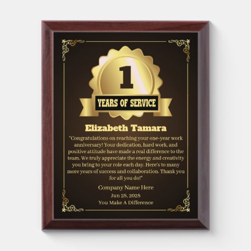 1 year employee anniversary Appreciation Message