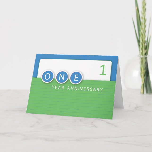1 Year Employee Anniversary Circles Card (Front)