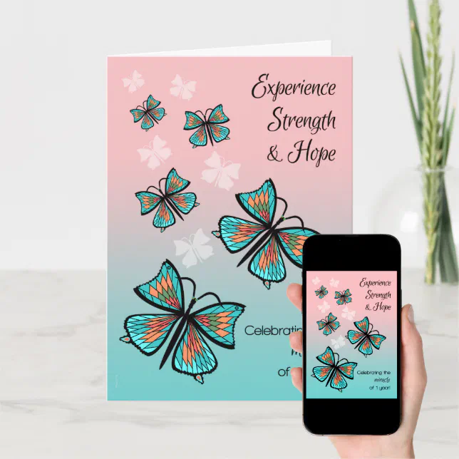 1 Year First Recovery Clean and Sober Birthday Card Zazzle