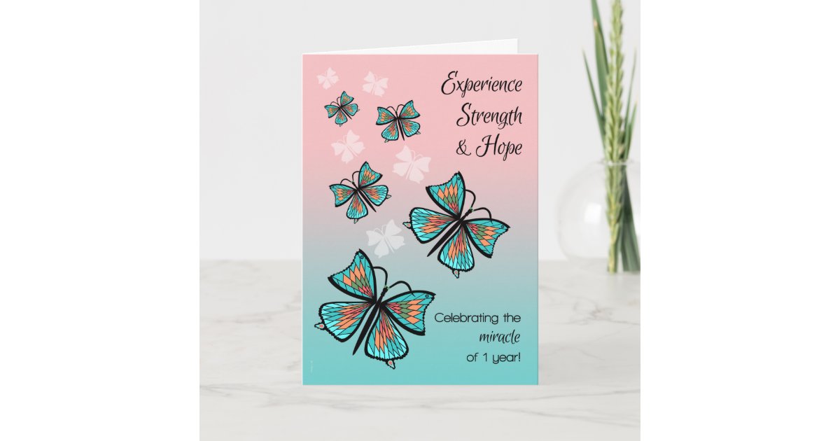1 Year First Recovery Clean and Sober Birthday Card