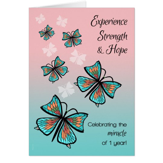 1 Year First Recovery Clean and Sober Birthday Card