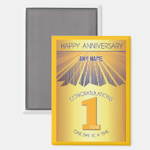 1 Year Golden Ray 12 Step CUSTOM NAME Magnet