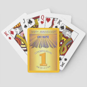 1 Year Golden Ray 12 Step CUSTOM NAME Poker Cards
