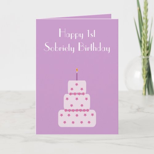 1 year milestone sobriety birthday cake card