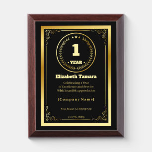 1 Year of Service – Custom Appreciation Gift Award Plaque