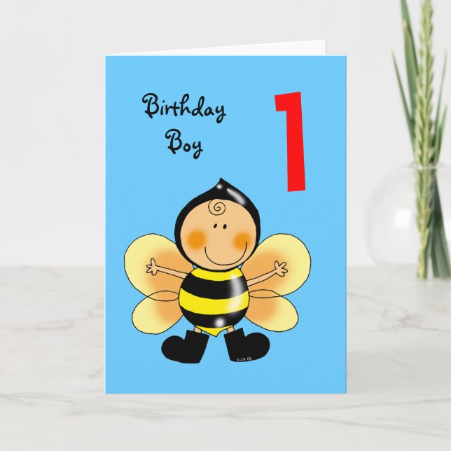 1 year old birthday boy card (Front)
