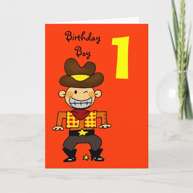 1 year old birthday boy card (Front)