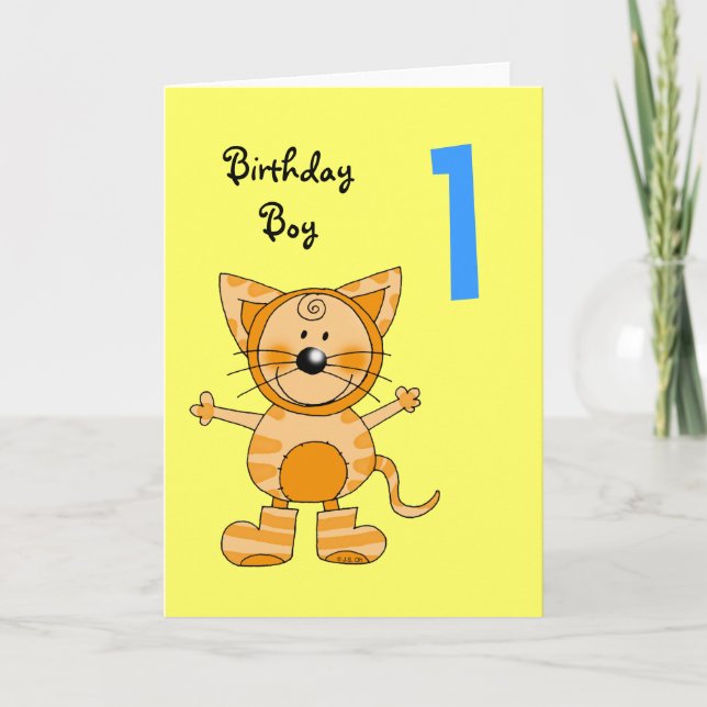 1 year old birthday boy card (Front)