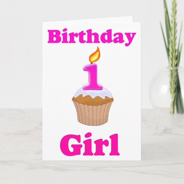 1 year Old Birthday Girl Card (Front)