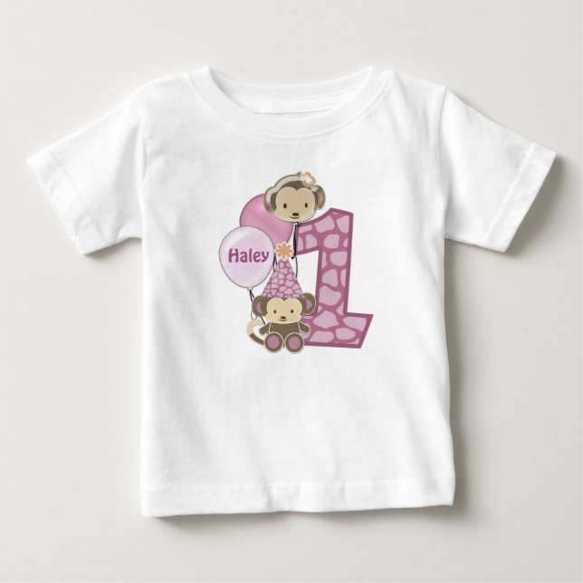 1-year old birthday t-shirt CJ-orchid style#2 (Front)