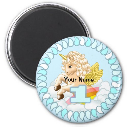 1 year old Birthday Unicorn custom name magnet