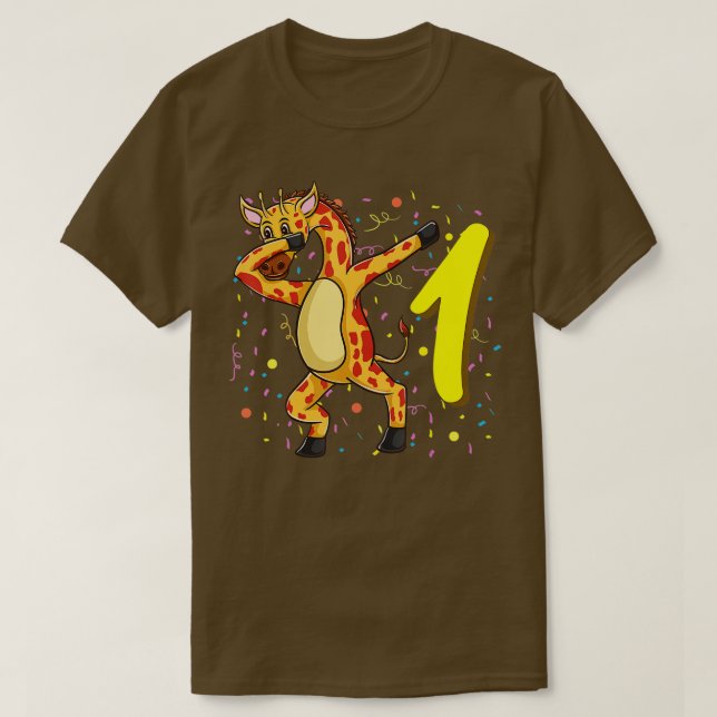 1 Year Old Giraffe Birthday  T-Shirt (Design Front)