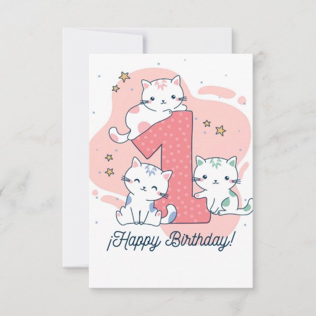 1 Year Old - Happy Birthday Invitation (Front)