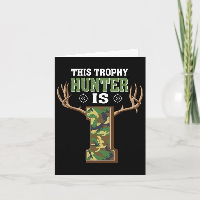 1 Year Old Hunting 1st Birthday Party Deer Hunter  Card (Front)