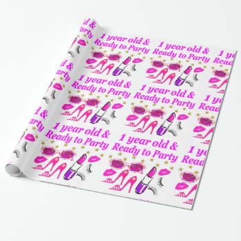 1 Year Old Little Princess Design Wrapping Paper by JLPBirthday at Zazzle
