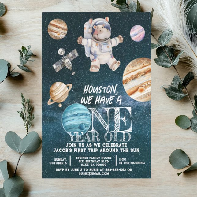 1 Year Old Outer Space Astronaut Birthday  Invitation (Creator Uploaded)