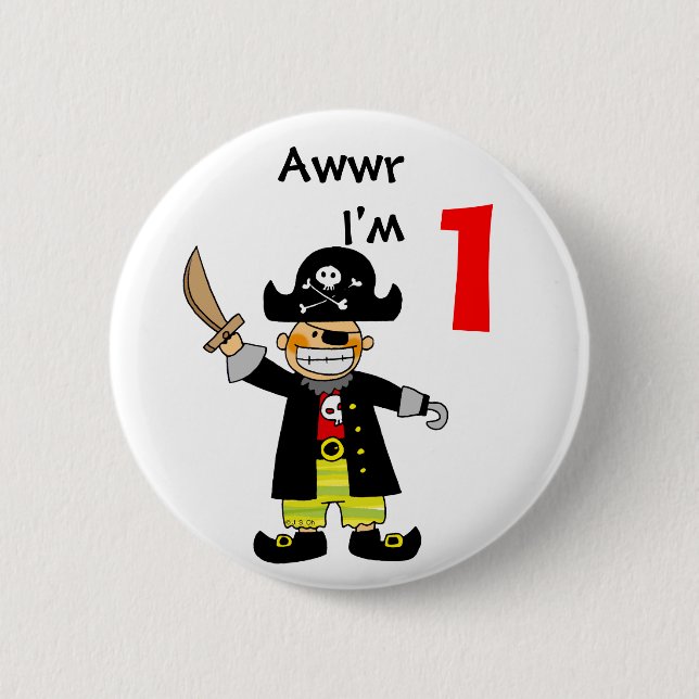 1 year old pirate boy button (Front)