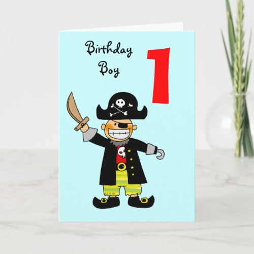 1 year old pirate boy card