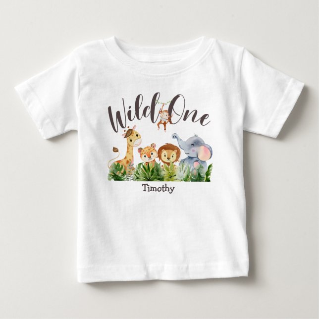 1 Year Old Wild One 1st Birthday Baby T-Shirt (Front)