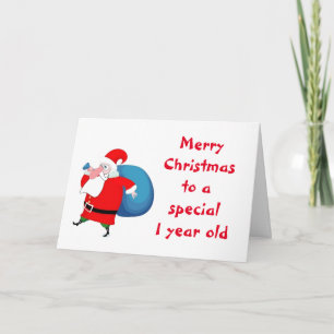 "1 YEAR OLD'S" CHRISTMAS CARD WITH SILLY TREE