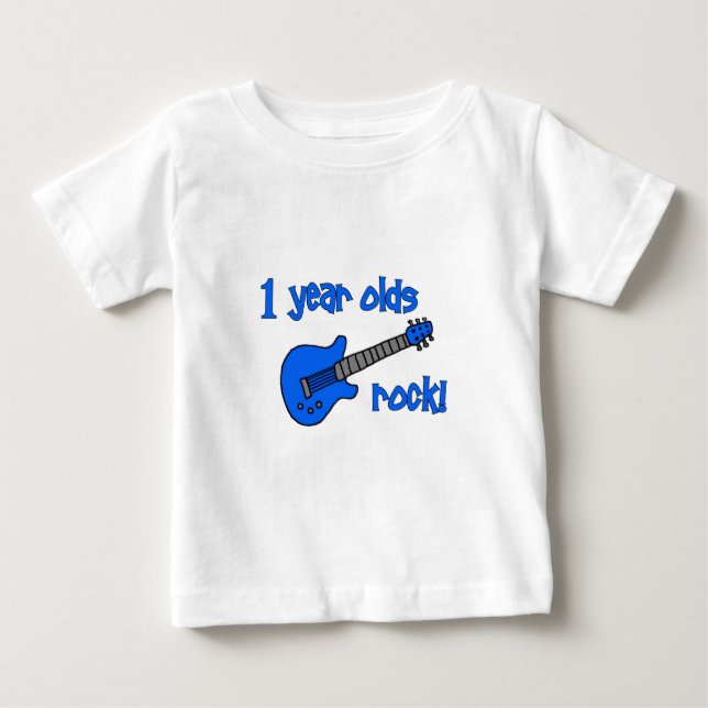 1 year olds rock! Personalized Baby's 1st Birthday Baby T-Shirt (Front)