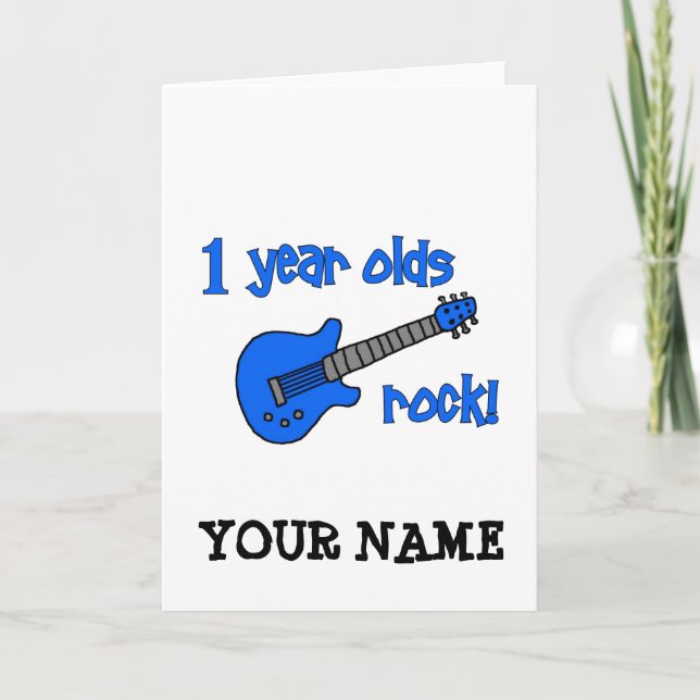 1 year olds rock! Personalized Baby's 1st Birthday Card (Front)