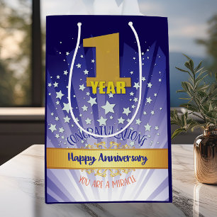 1 Year Recovery Anniversary Bold Numeral Medium Gift Bag