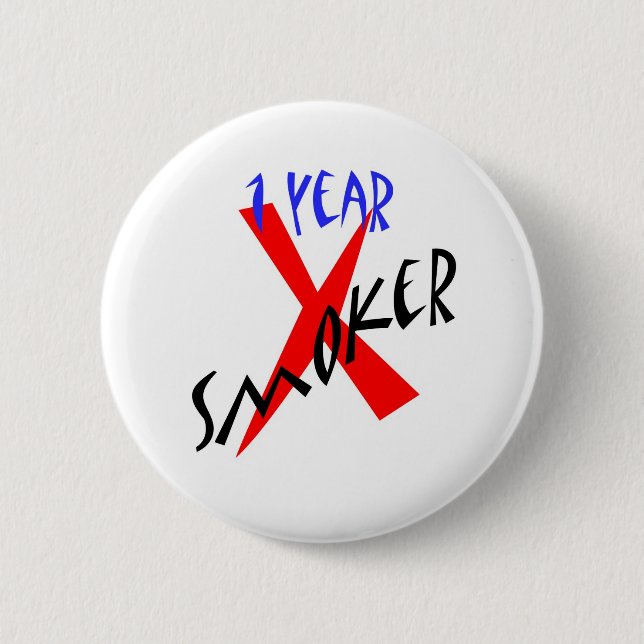 1 Year Red Ex-smoker Button (Front)