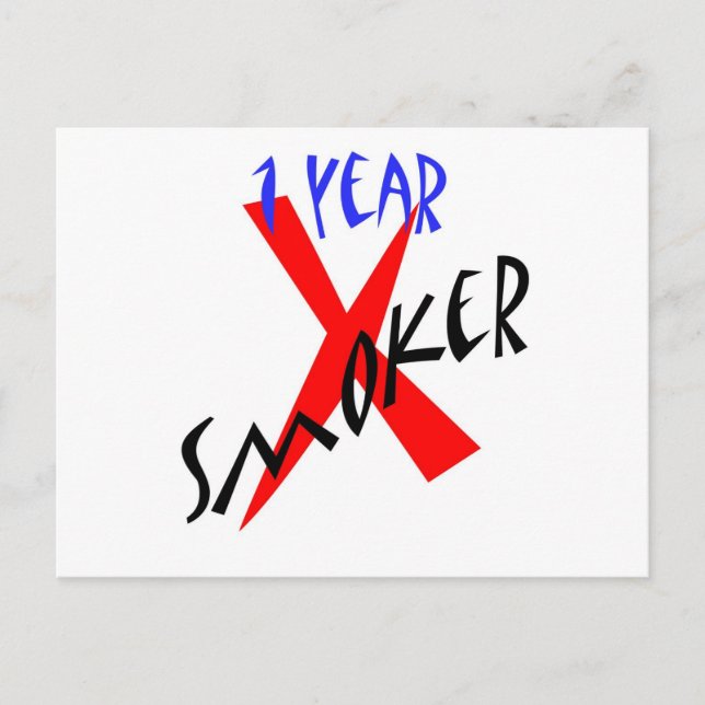 1 Year Red Ex-smoker Postcard (Front)