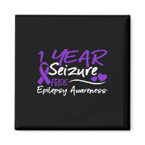 1 Year Seizure Free Epilepsy Awareness Month Purpl Magnet