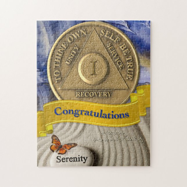 1 Year Sober Anniversary Congratulations Serenity Jigsaw Puzzle (Vertical)